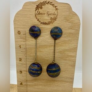 Vintage Blue & Gold Dangle earrings